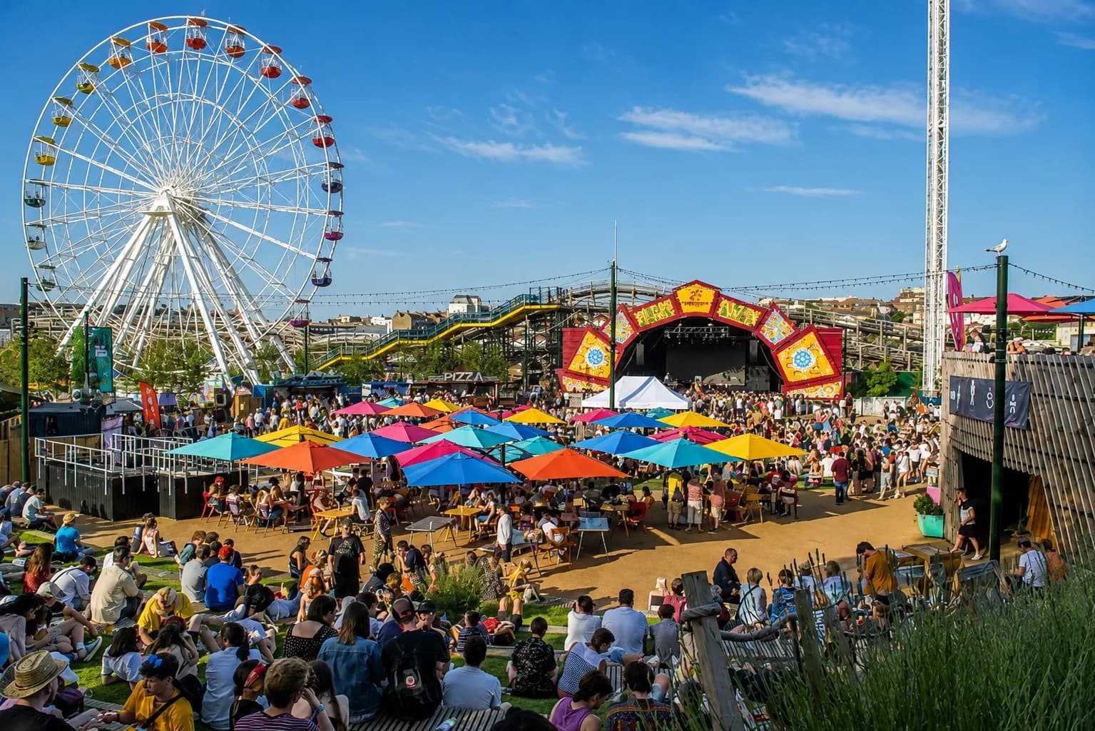 A funfair at a music festival